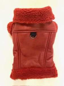 Röd flygjacka med pälskrage | Varmt | Storlekar: M-XXL