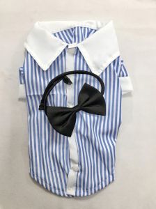 Kragig skjorta med Boys Blue Stripe Bow | Storlekar: S-M