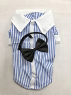 Kragig skjorta med Boys Blue Stripe Bow | Storlekar: S-M