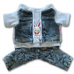 Hund Kläder | Hundens Jeans Overall | Jumpsuit Grå Rabbit 