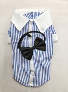 Kragig skjorta med Boys Blue Stripe Bow | Storlekar: S-M