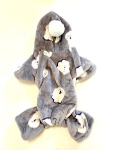 Jumpsuit Little Dog Grå | Plysch med huva | Storlekar: S-XL