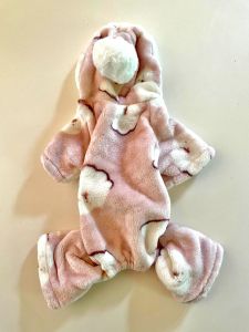 Jumpsuit Little Dog Rosa | Plysch med huva | Storlekar: S-L, XXL