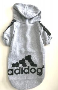 Sport Hoodie med knappar | Dog Bones Grå | Hundkläder för sportiga större hundar | STORLEK 5XL - 6XL och 8XL-9XL