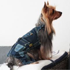 Hundkläder, Jeans Overall för hunden, Elastisk Jeans Material för job och fritid