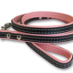 Hundkoppel med Läder Pink & Black | Katt Koppel | Lätt, Smidig Koppel