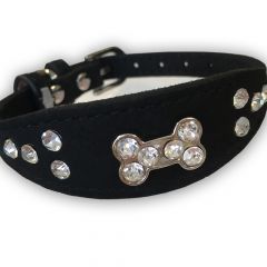 Hundhalsband Bling Bone Svart | Frambredd Mjuk Halsband till Hund