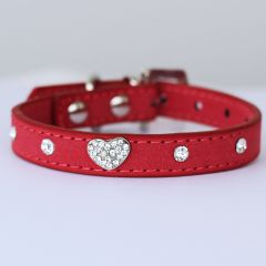 Hundhalsband | Katthalsband | Rose Velvet Glitter Heart, DiivaDog