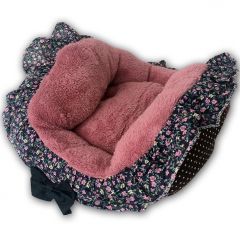 Hundbädd | Kattbädd | Rosa Flowerbed med Frill