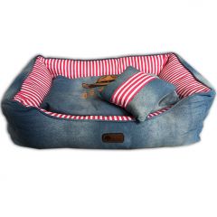 Hundbädd Western Jeans Pink & Kudde Hundsäng | Bekväm och Mjuk 