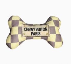 Hundleksak | Mjuk leksak för hund | Chewy Vuiton Wuff Bone | litet gnisslande inuti | Lyxiga leksaker