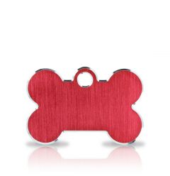 Namnbricka Hund | Classic Bone Red & Silver